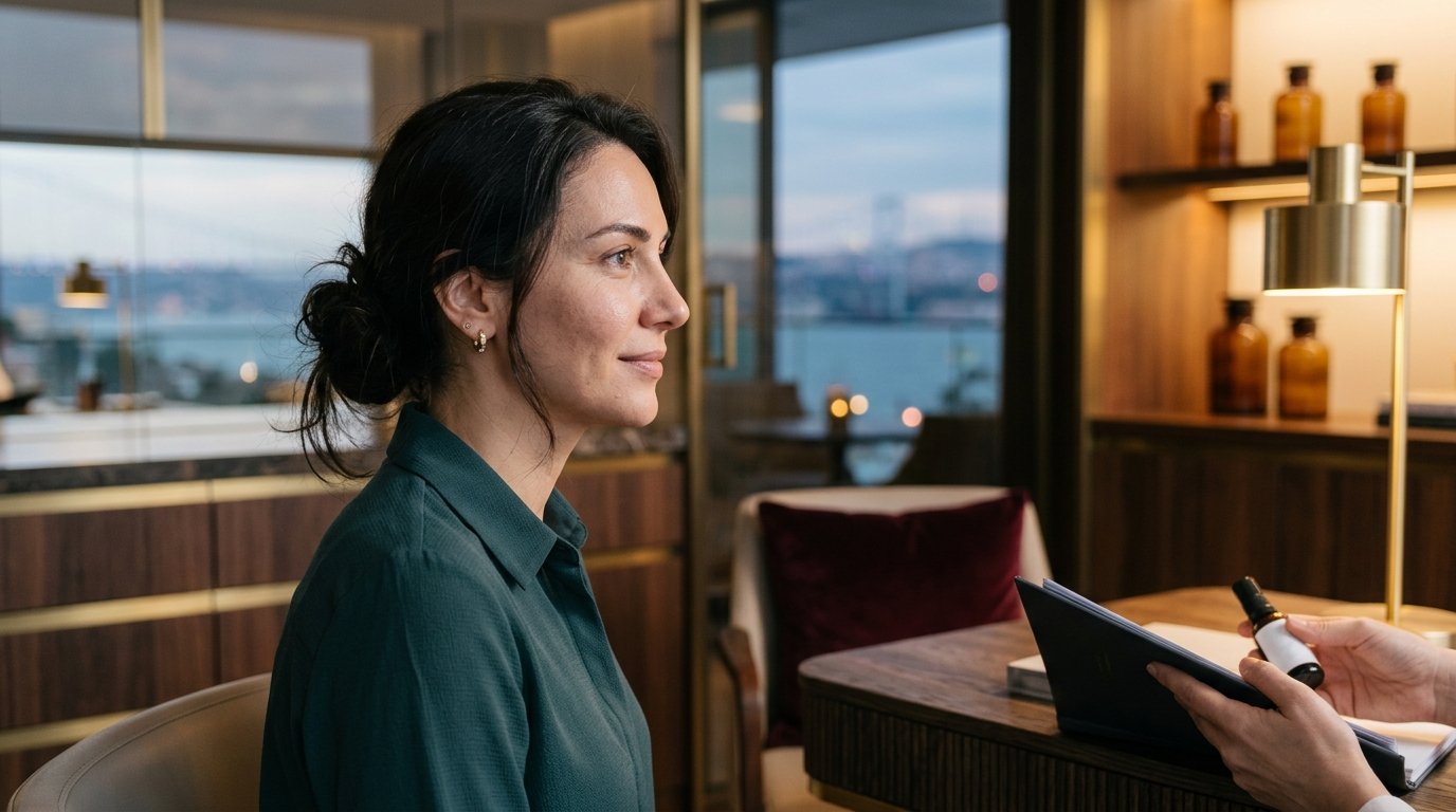 Professional peels Istanbul planning: premium consultation and skin assessment editorial concept