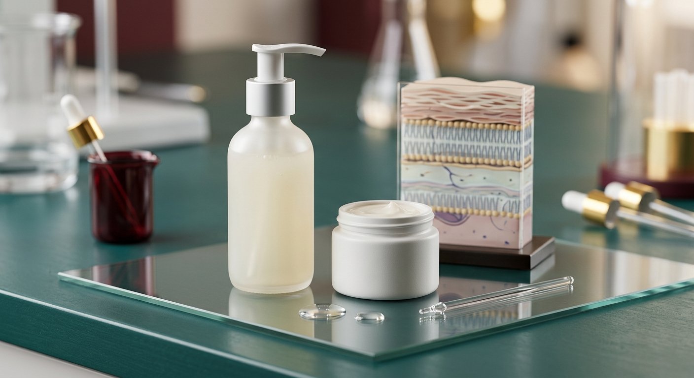 Gentle fragrance-free cleanser and moisturizer concept for reactive skin barrier