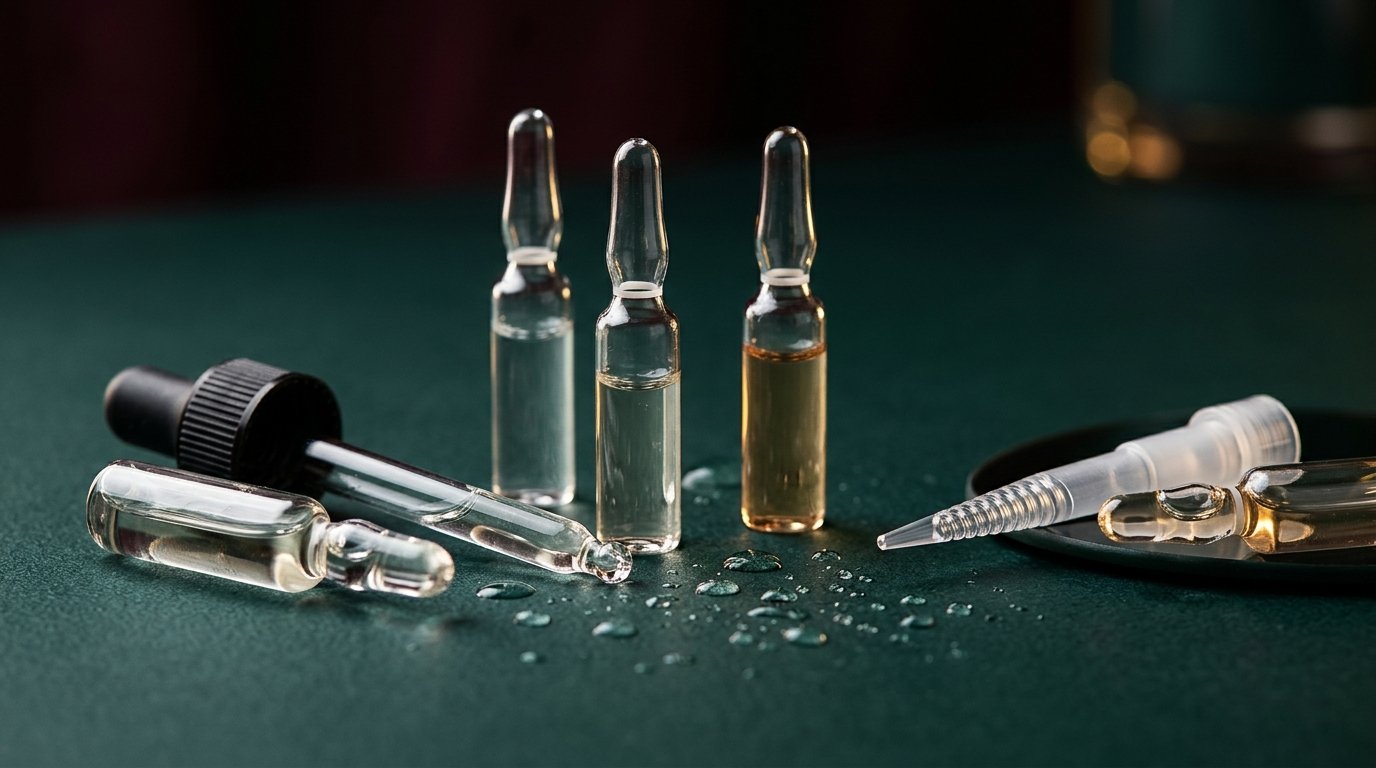 Unbranded professional serums and hydration details for a personalised Glow facial
